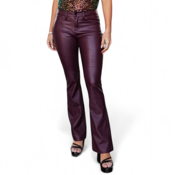 KanCan Pants - NWT KanCan Faux Leather Bootcut Flare Wine Pants Size 5